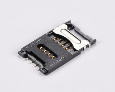 6P र 8P सिम कार्ड कनेक्टर Hinged प्रकार, H2.5mm KLS1-SIM-012